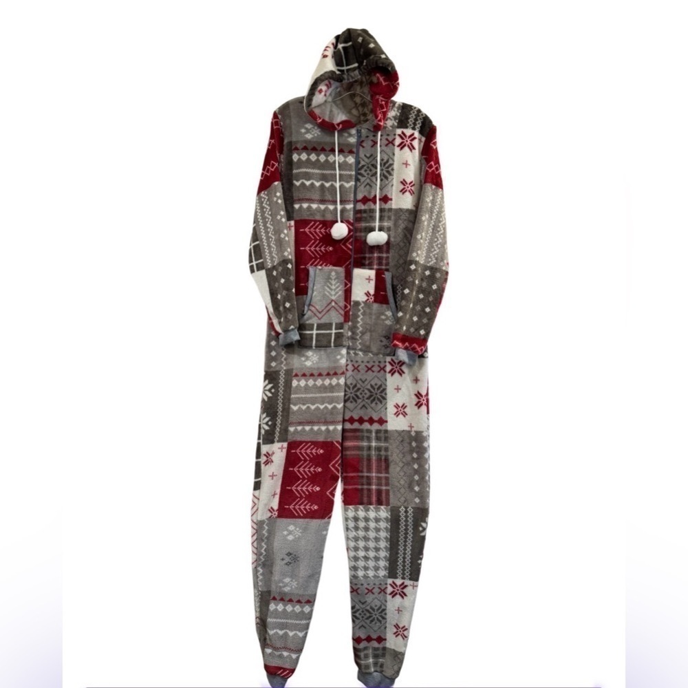 Patchwork Hooded Pajamas Women's Size Large
